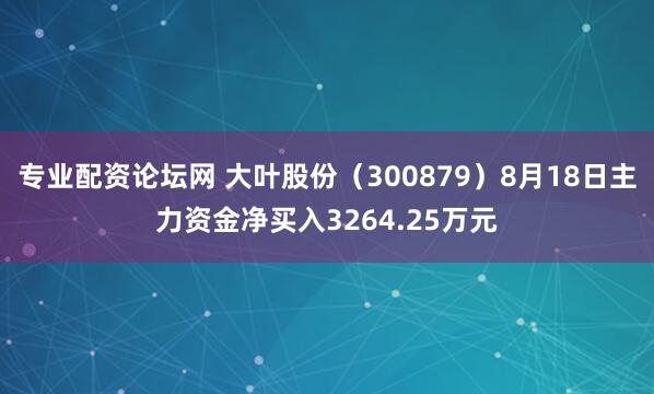 专业配资论坛网 大叶股份（300879）8月18日主力资金净买入3264.25万元